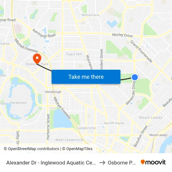 Alexander Dr - Inglewood Aquatic Centre to Osborne Park map
