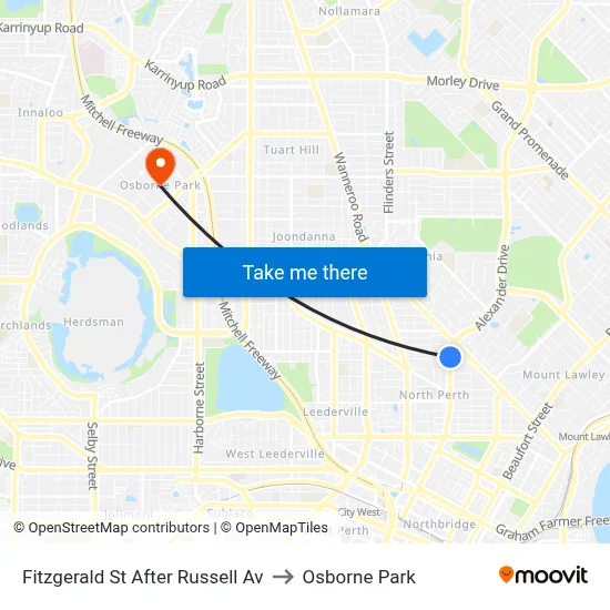 Fitzgerald St After Russell Av to Osborne Park map
