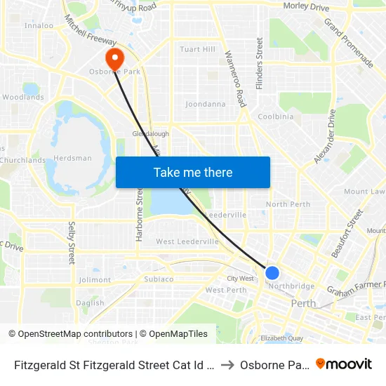Fitzgerald St Fitzgerald Street Cat Id 13 to Osborne Park map