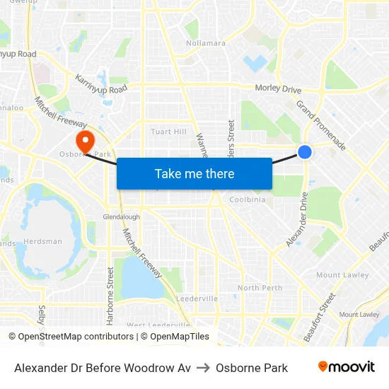 Alexander Dr Before Woodrow Av to Osborne Park map