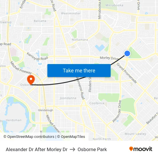Alexander Dr After Morley Dr to Osborne Park map