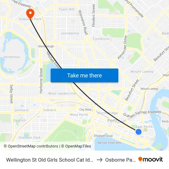 Wellington St Old Girls School Cat Id 52 to Osborne Park map