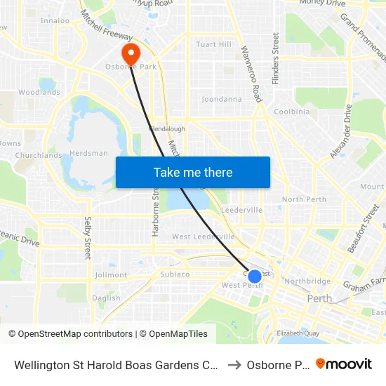 Wellington St Harold Boas Gardens Cat Id 41 to Osborne Park map