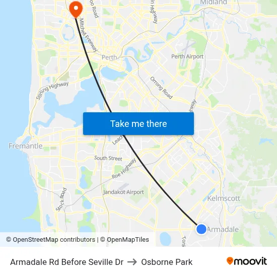 Armadale Rd Before Seville Dr to Osborne Park map