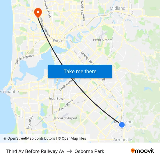 Third Av Before Railway Av to Osborne Park map