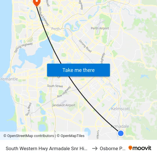 South Western Hwy Armadale Snr High Sch to Osborne Park map