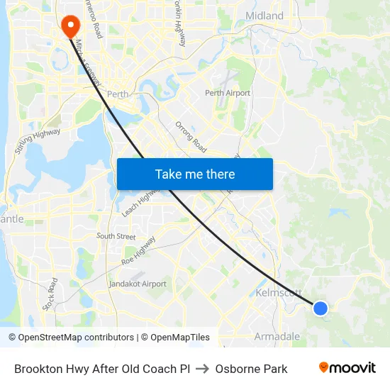 Brookton Hwy After Old Coach Pl to Osborne Park map