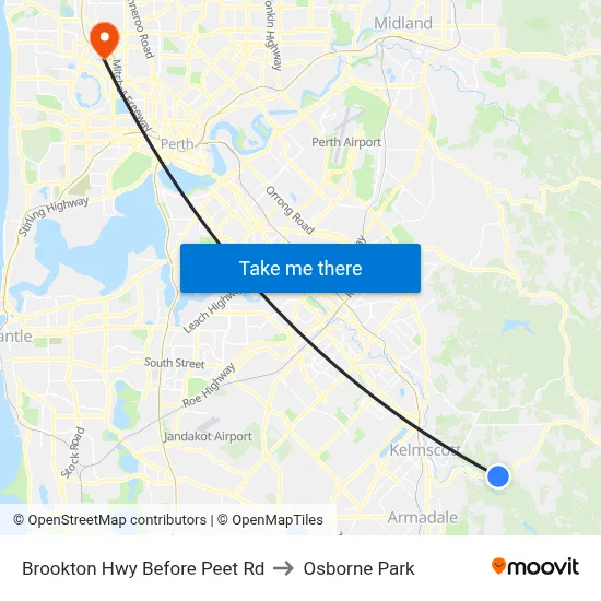 Brookton Hwy Before Peet Rd to Osborne Park map