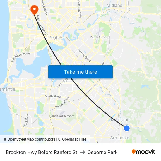 Brookton Hwy Before Ranford St to Osborne Park map