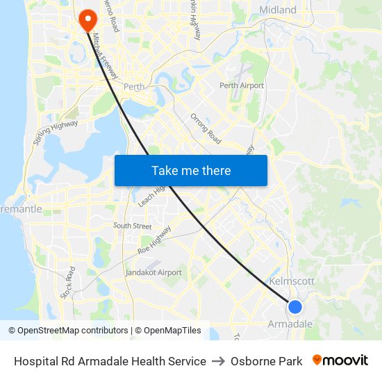 Hospital Rd Armadale Health Service to Osborne Park map