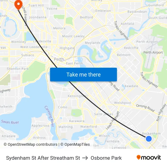 Sydenham St After Streatham St to Osborne Park map