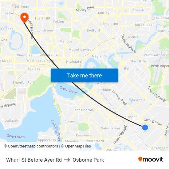 Wharf St Before Ayer Rd to Osborne Park map