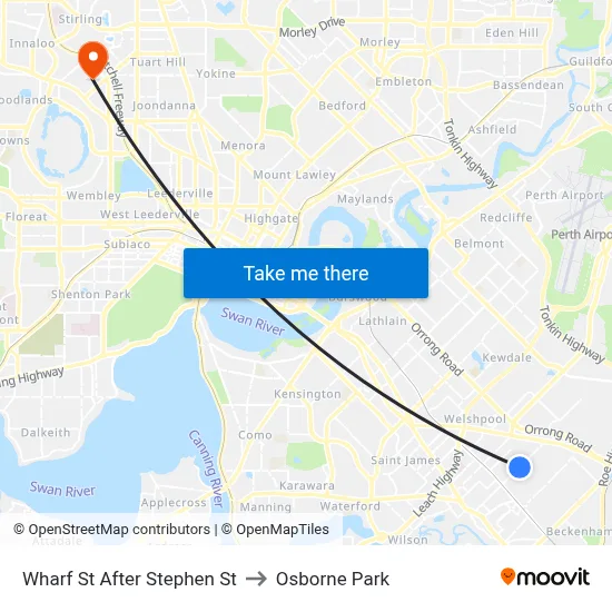 Wharf St After Stephen St to Osborne Park map