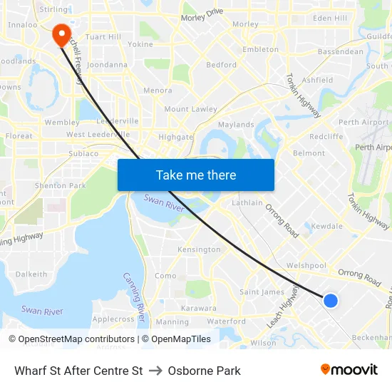 Wharf St After Centre St to Osborne Park map