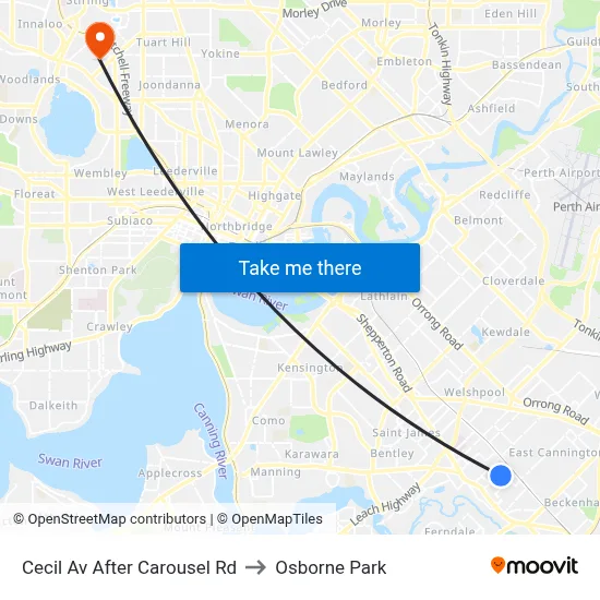 Cecil Av After Carousel Rd to Osborne Park map