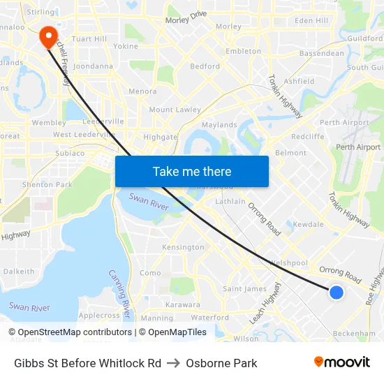 Gibbs St Before Whitlock Rd to Osborne Park map
