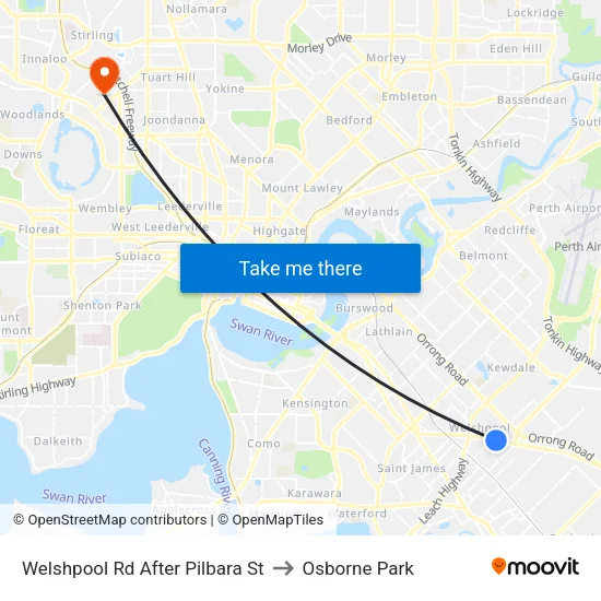 Welshpool Rd After Pilbara St to Osborne Park map