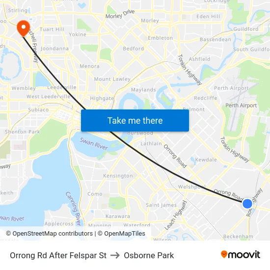 Orrong Rd After Felspar St to Osborne Park map