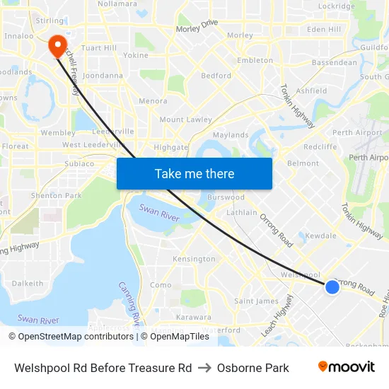 Welshpool Rd Before Treasure Rd to Osborne Park map