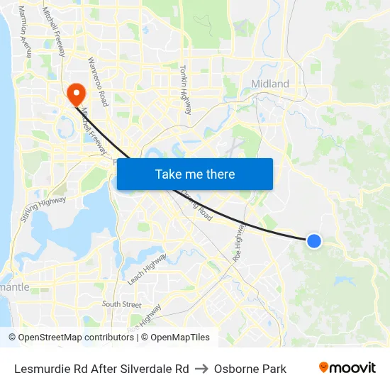 Lesmurdie Rd After Silverdale Rd to Osborne Park map