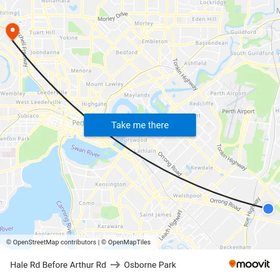 Hale Rd Before Arthur Rd to Osborne Park map