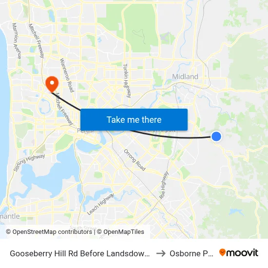 Gooseberry Hill Rd Before Landsdowne Rd to Osborne Park map