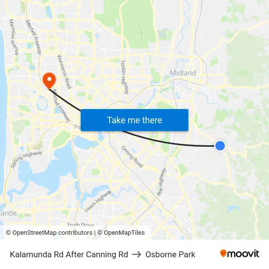 Kalamunda Rd After Canning Rd to Osborne Park map