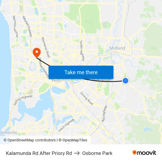 Kalamunda Rd After Priory Rd to Osborne Park map