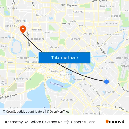 Abernethy Rd Before Beverley Rd to Osborne Park map