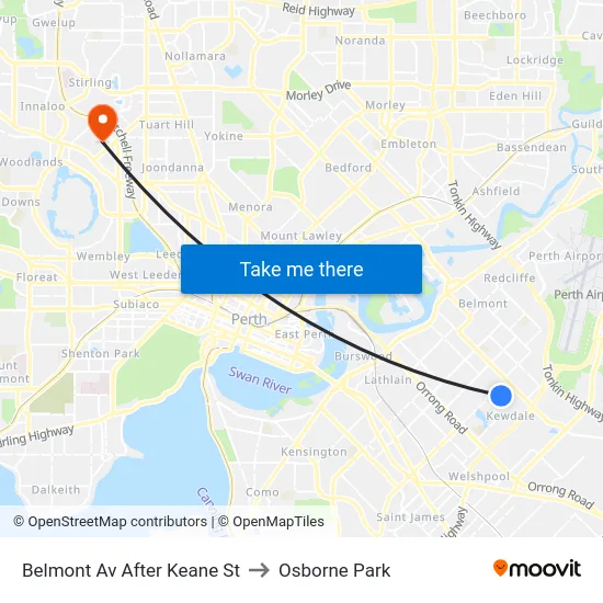 Belmont Av After Keane St to Osborne Park map