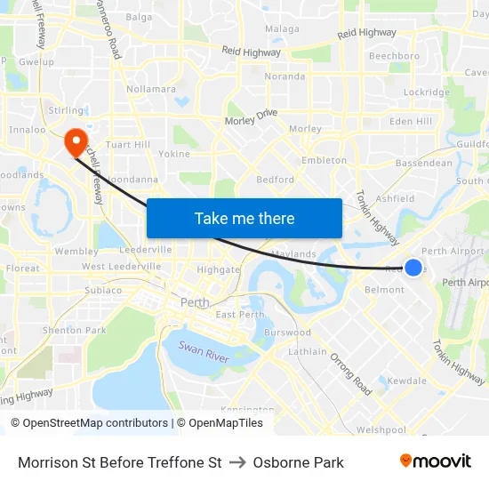 Morrison St Before Treffone St to Osborne Park map