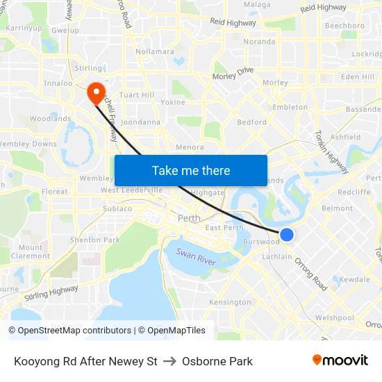 Kooyong Rd After Newey St to Osborne Park map