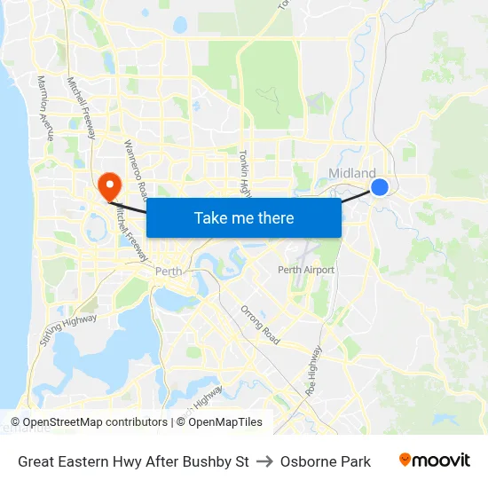 Great Eastern Hwy After Bushby St to Osborne Park map