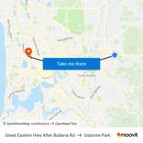 Great Eastern Hwy After Bullarra Rd to Osborne Park map