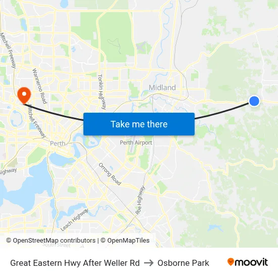 Great Eastern Hwy After Weller Rd to Osborne Park map