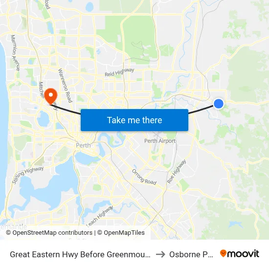 Great Eastern Hwy Before Greenmount Ri to Osborne Park map