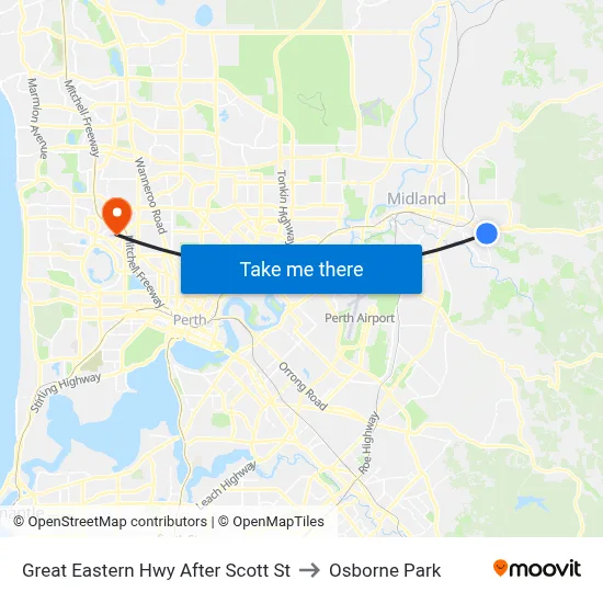 Great Eastern Hwy After Scott St to Osborne Park map