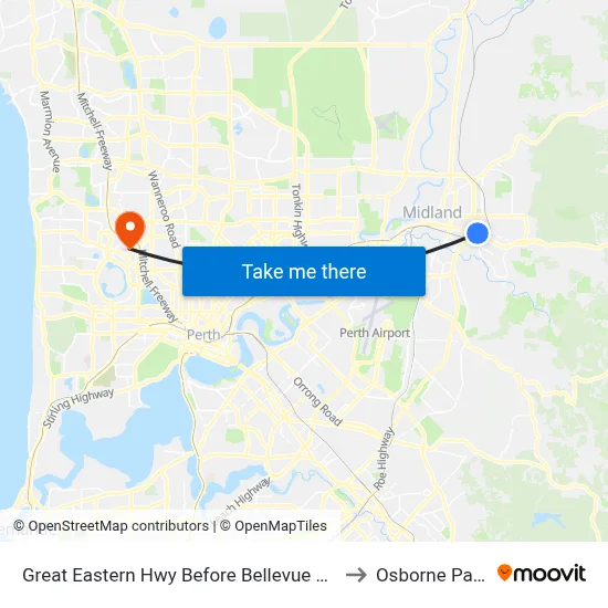 Great Eastern Hwy Before Bellevue Rd to Osborne Park map
