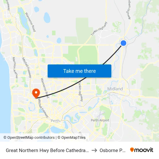 Great Northern Hwy Before Cathedral Av to Osborne Park map