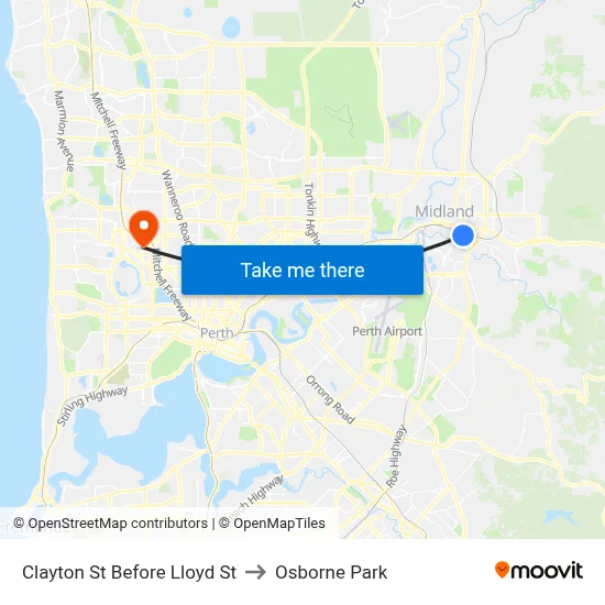 Clayton St Before Lloyd St to Osborne Park map