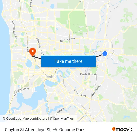 Clayton St After Lloyd St to Osborne Park map