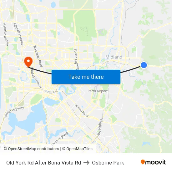 Old York Rd After Bona Vista Rd to Osborne Park map