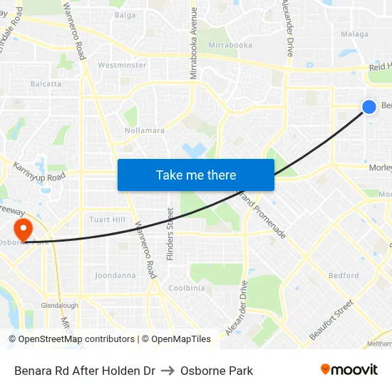 Benara Rd After Holden Dr to Osborne Park map