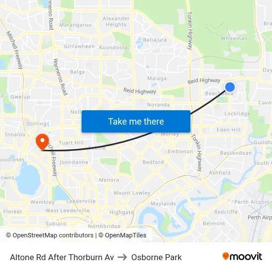 Altone Rd After Thorburn Av to Osborne Park map