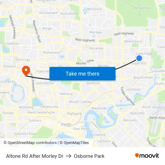 Altone Rd After Morley Dr to Osborne Park map