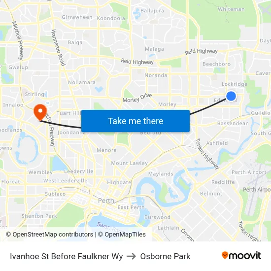 Ivanhoe St Before Faulkner Wy to Osborne Park map