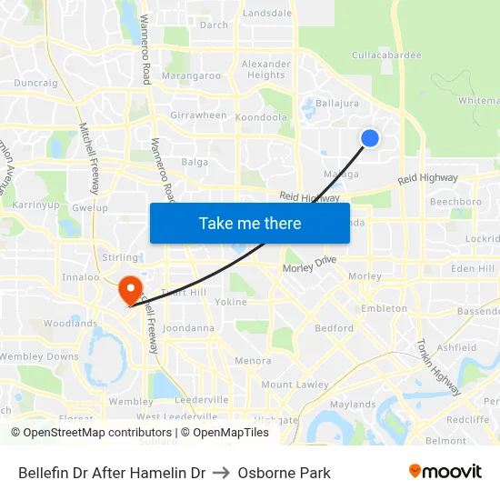 Bellefin Dr After Hamelin Dr to Osborne Park map