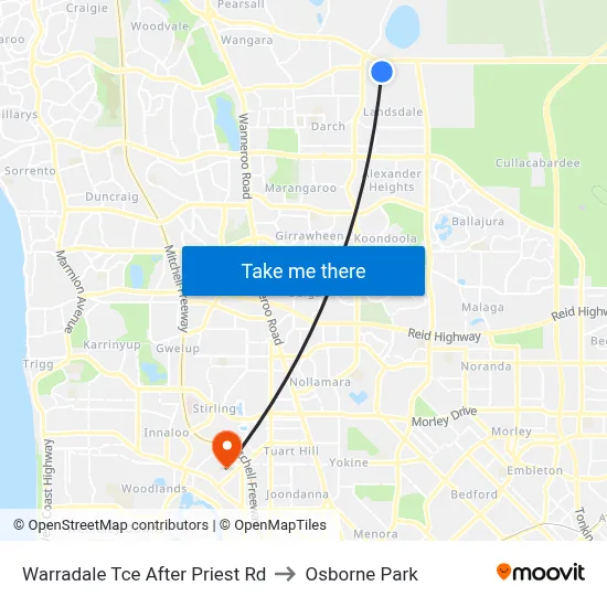 Warradale Tce After Priest Rd to Osborne Park map