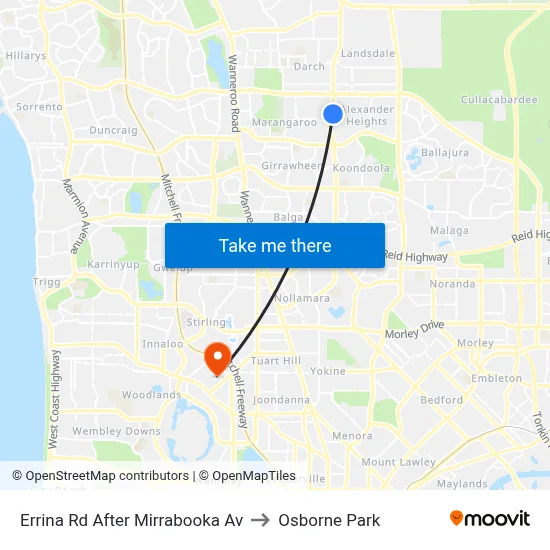 Errina Rd After Mirrabooka Av to Osborne Park map