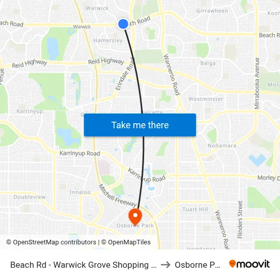 Beach Rd - Warwick Grove Shopping Ctr to Osborne Park map